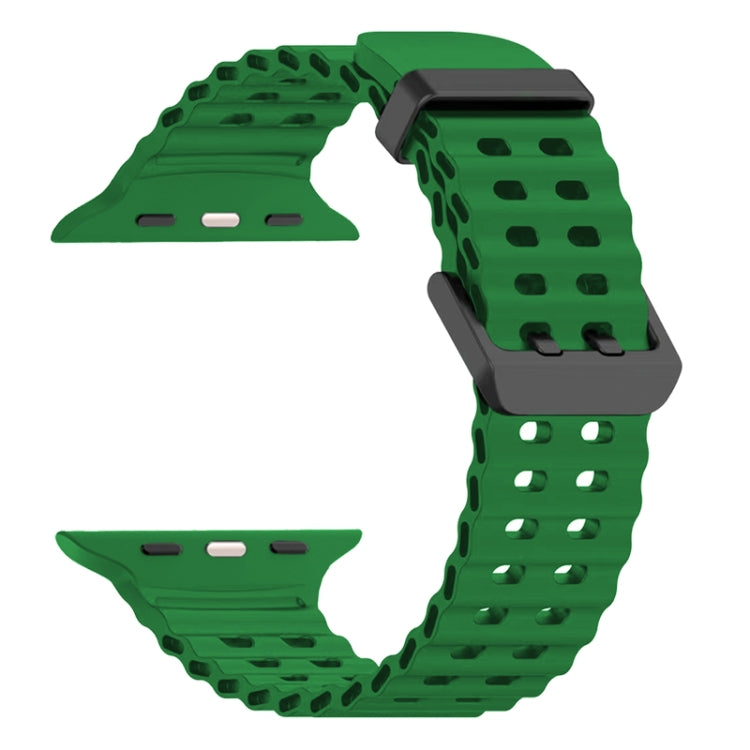For Apple Watch SE 2023 44mm Ocean Dual-Row Hole Silicone Watch Band(Alfalfa) - free shipping - PMc TechLife - Order now!