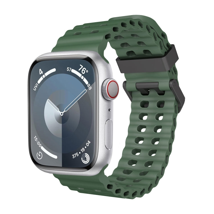 For Apple Watch SE 2023 44mm Ocean Dual-Row Hole Silicone Watch Band(Forest Green) - free shipping - PMc TechLife - Order now!