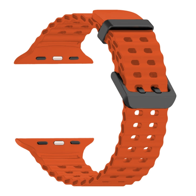 For Apple Watch Series 9 45mm Ocean Dual-Row Hole Silicone Watch Band(Orange) - free shipping - PMc TechLife - Order now!