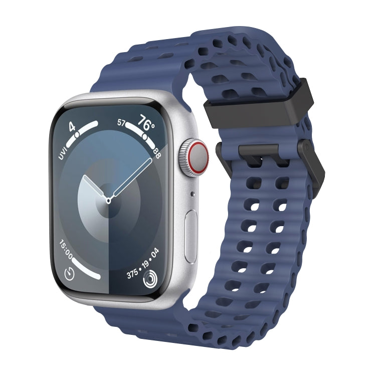 For Apple Watch Series 9 45mm Ocean Dual-Row Hole Silicone Watch Band(Midnight Blue) - free shipping - PMc TechLife - Order now!
