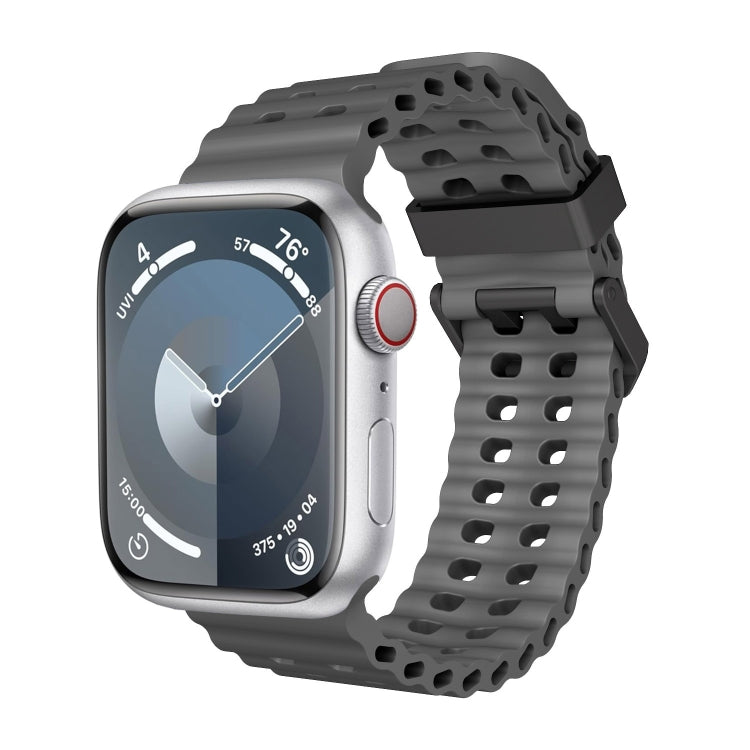 For Apple Watch Series 8 45mm Ocean Dual-Row Hole Silicone Watch Band(Grey) - free shipping - PMc TechLife - Order now!