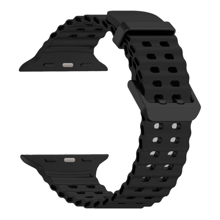 For Apple Watch Series 7 45mm Ocean Dual-Row Hole Silicone Watch Band(Black) - free shipping - PMc TechLife - Order now!
