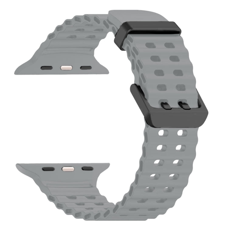 For Apple Watch SE 44mm Ocean Dual-Row Hole Silicone Watch Band(Cloudy Gray) - free shipping - PMc TechLife - Order now!