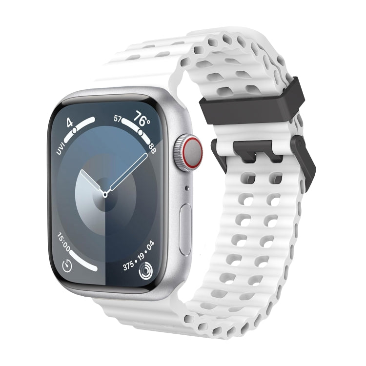 For Apple Watch Series 6 44mm Ocean Dual-Row Hole Silicone Watch Band(White) - free shipping - PMc TechLife - Order now!