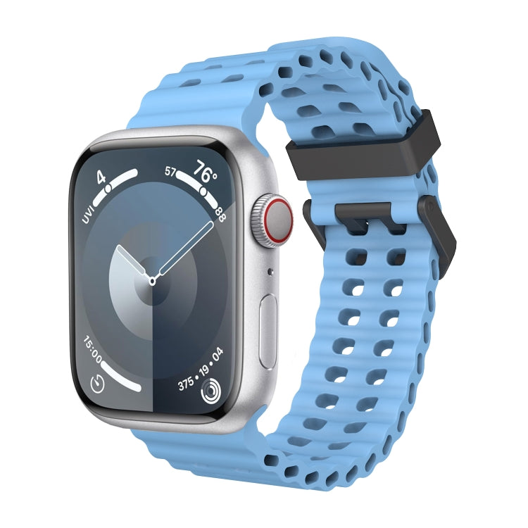 For Apple Watch Series 6 44mm Ocean Dual-Row Hole Silicone Watch Band(Premium Blue) - free shipping - PMc TechLife - Order now!