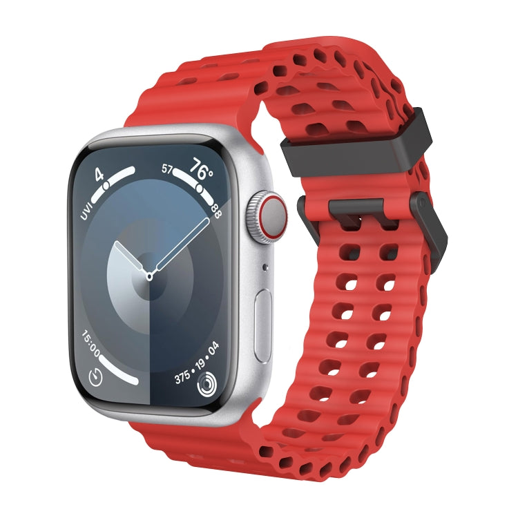 For Apple Watch Series 6 44mm Ocean Dual-Row Hole Silicone Watch Band(Red) - free shipping - PMc TechLife - Order now!