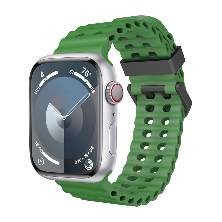 For Apple Watch Series 6 44mm Ocean Dual-Row Hole Silicone Watch Band(Alfalfa) - free shipping - PMc TechLife - Order now!