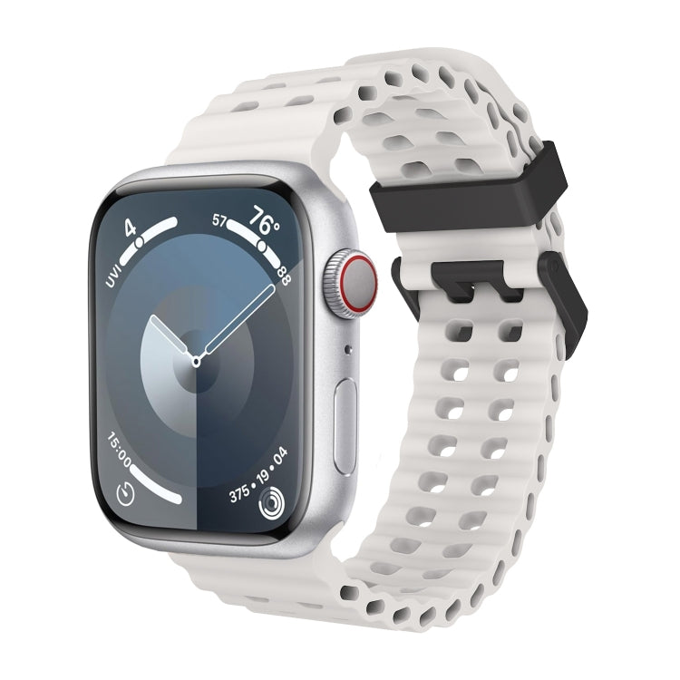 For Apple Watch Series 6 44mm Ocean Dual-Row Hole Silicone Watch Band(Starlight) - free shipping - PMc TechLife - Order now!