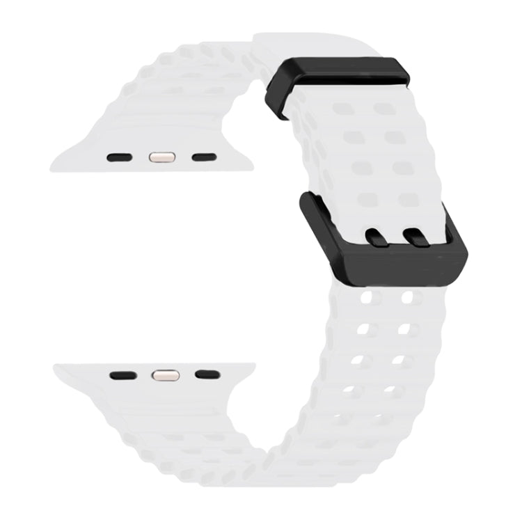 For Apple Watch Series 4 44mm Ocean Dual-Row Hole Silicone Watch Band(White) - free shipping - PMc TechLife - Order now!