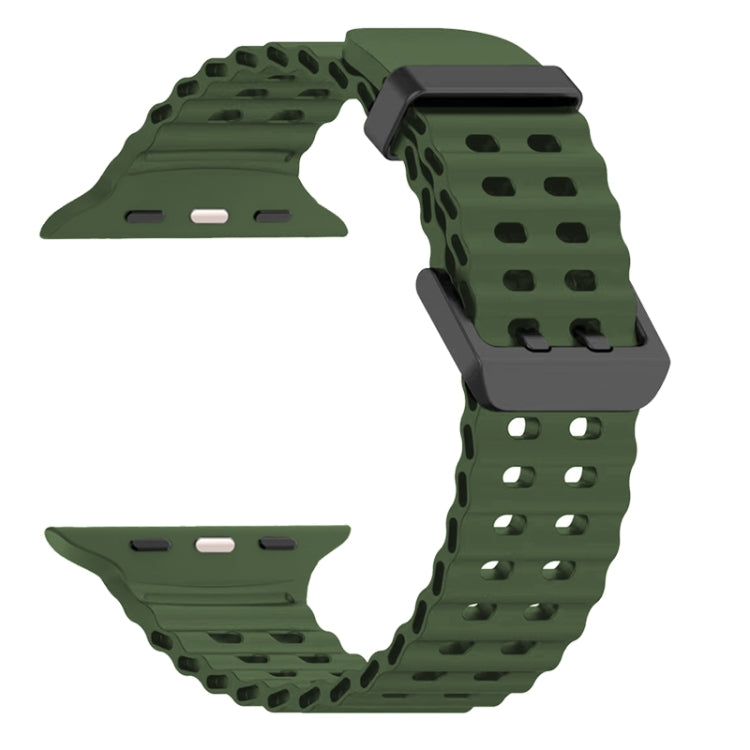 For Apple Watch Series 4 44mm Ocean Dual-Row Hole Silicone Watch Band(Forest Green) - free shipping - PMc TechLife - Order now!