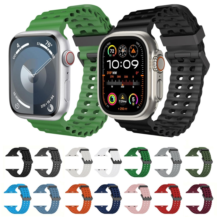 For Apple Watch SE 44mm Ocean Dual-Row Hole Silicone Watch Band(White) - free shipping - PMc TechLife - Order now!