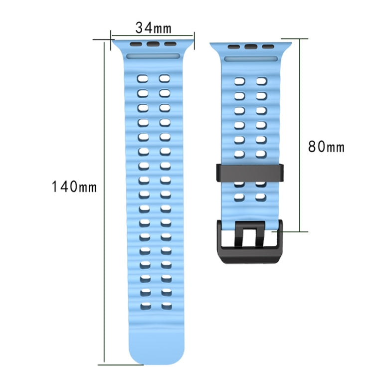 For Apple Watch Series 9 45mm Ocean Dual-Row Hole Silicone Watch Band(Wine Red) - free shipping - PMc TechLife - Order now!