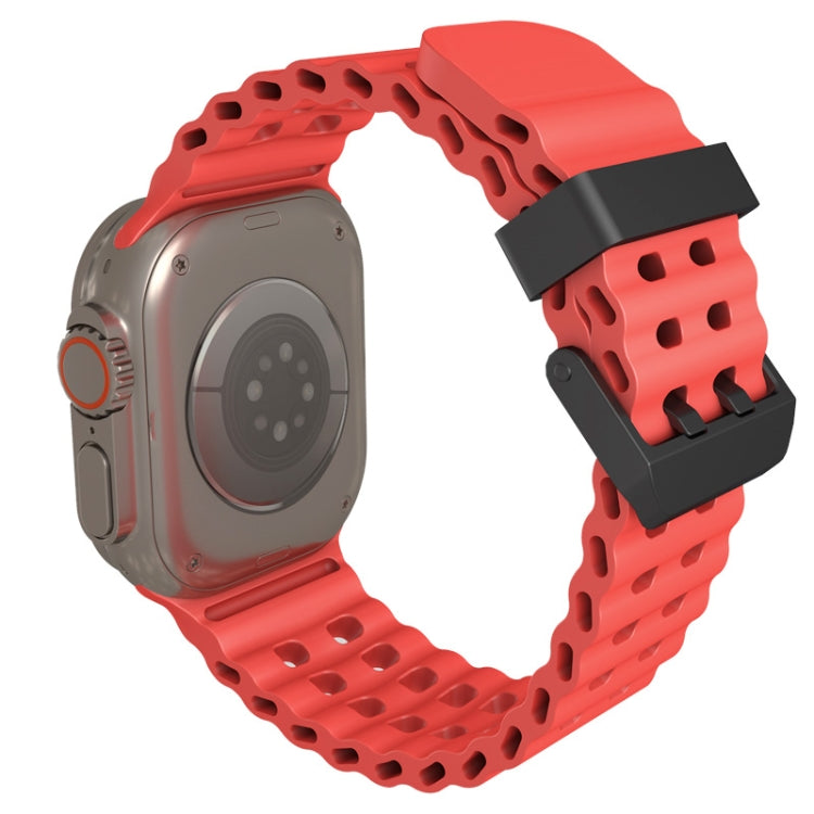 For Apple Watch Ultra 2 49mm Ocean Dual-Row Hole Silicone Watch Band(Wine Red) - free shipping - PMc TechLife - Order now!