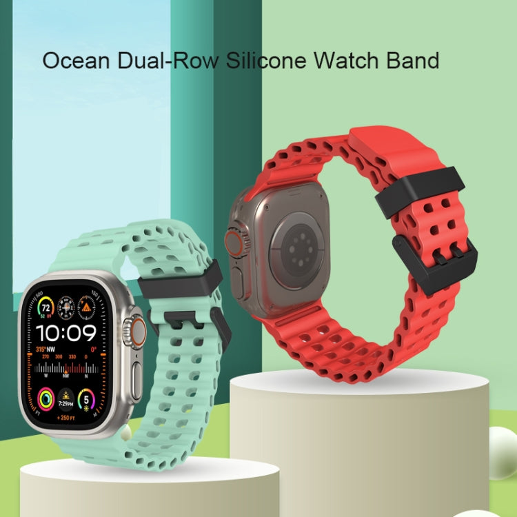 For Apple Watch Series 6 44mm Ocean Dual-Row Hole Silicone Watch Band(Blue) - free shipping - PMc TechLife - Order now!