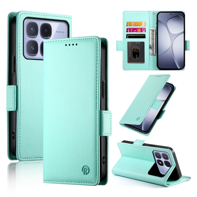 For Redmi K70 Ultra Side Buckle Magnetic Frosted Leather Phone Case(Mint Green) - Xiaomi Cases by PMC Jewellery | Online Shopping South Africa | PMC Jewellery | Buy Now Pay Later Mobicred