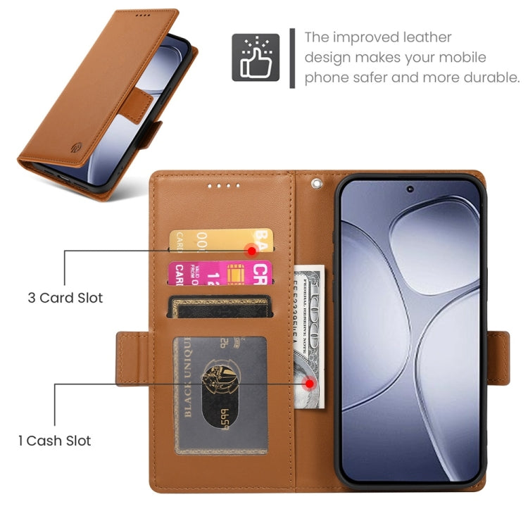 For Redmi K70 Ultra Side Buckle Magnetic Frosted Leather Phone Case(Brown) - Xiaomi Cases by PMC Jewellery | Online Shopping South Africa | PMC Jewellery | Buy Now Pay Later Mobicred