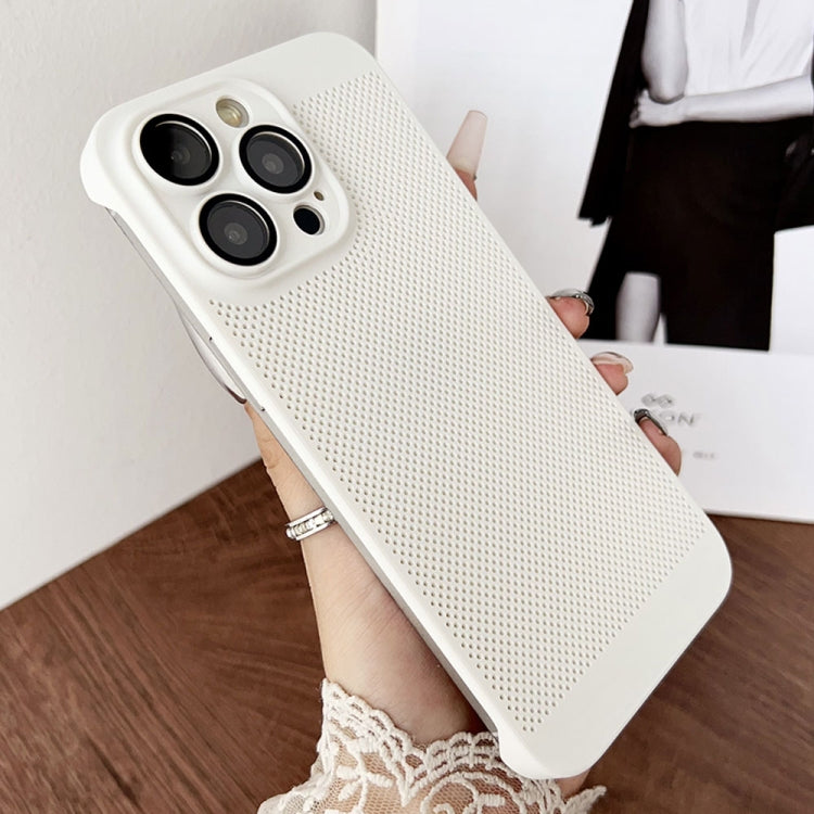 For iPhone 15 Pro Max Frameless Oil Spray PC Cooling Phone Case(White) - iPhone 15 Pro Max Cases by PMC Jewellery | Online Shopping South Africa | PMC Jewellery | Buy Now Pay Later Mobicred