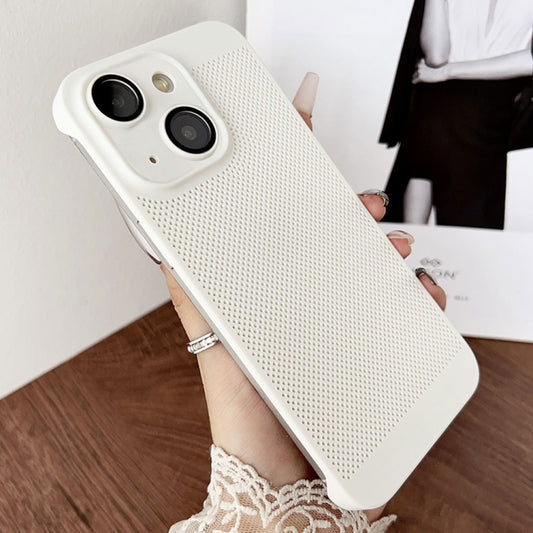 For iPhone 15 Frameless Oil Spray PC Cooling Phone Case(White) - iPhone 15 Cases by PMC Jewellery | Online Shopping South Africa | PMC Jewellery | Buy Now Pay Later Mobicred