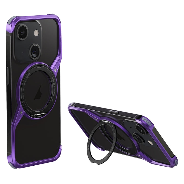 For iPhone 14 Frameless Rotation Holder Magsafe Metal Phone Case(Dark Purple) - iPhone 14 Cases by PMC Jewellery | Online Shopping South Africa | PMC Jewellery | Buy Now Pay Later Mobicred