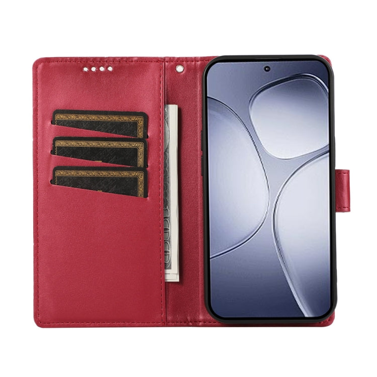 For Redmi K70 Ultra PU Genuine Leather Texture Embossed Line Phone Case(Red) - Xiaomi Cases by PMC Jewellery | Online Shopping South Africa | PMC Jewellery | Buy Now Pay Later Mobicred