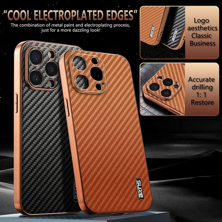 For iPhone 15 Pro Max AZNS Electroplated Edge Carbon Fiber Texture Phone Case(Green) - iPhone 15 Pro Max Cases by AZNS | Online Shopping South Africa | PMC Jewellery | Buy Now Pay Later Mobicred