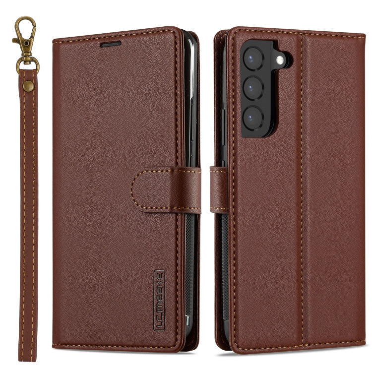 For Samsung Galaxy S22+ 5G LC.IMEEKE L2 Series Detachable Magsafe PU Phone Case with Lanyard(Brown) - Galaxy S22+ 5G Cases by LC.IMEEKE | Online Shopping South Africa | PMC Jewellery | Buy Now Pay Later Mobicred