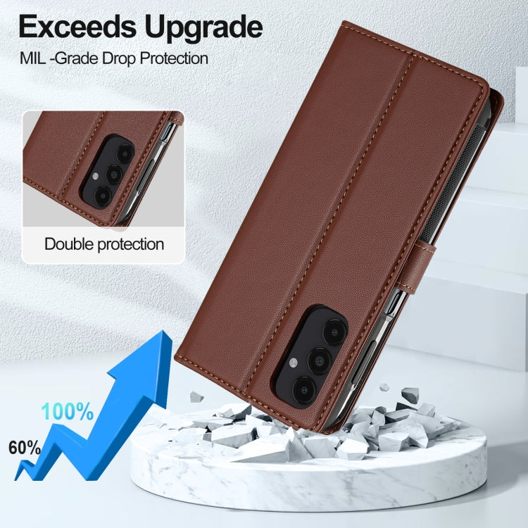 For Samsung Galaxy S22+ 5G LC.IMEEKE L2 Series Detachable Magsafe PU Phone Case with Lanyard(Brown) - Galaxy S22+ 5G Cases by LC.IMEEKE | Online Shopping South Africa | PMC Jewellery | Buy Now Pay Later Mobicred