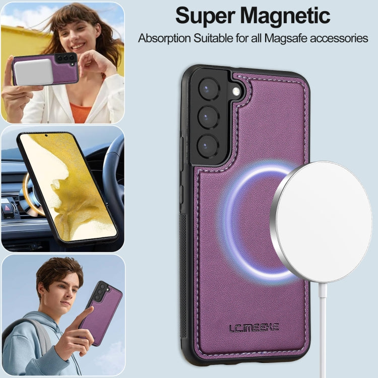 For Samsung Galaxy S22+ 5G LC.IMEEKE L2 Series Detachable Magsafe PU Phone Case with Lanyard(Purple) - Galaxy S22+ 5G Cases by LC.IMEEKE | Online Shopping South Africa | PMC Jewellery | Buy Now Pay Later Mobicred