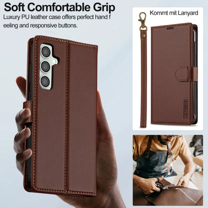 For Samsung Galaxy S24 5G LC.IMEEKE L2 Series Detachable Magsafe PU Phone Case with Lanyard(Brown) - Galaxy S24 5G Cases by LC.IMEEKE | Online Shopping South Africa | PMC Jewellery | Buy Now Pay Later Mobicred