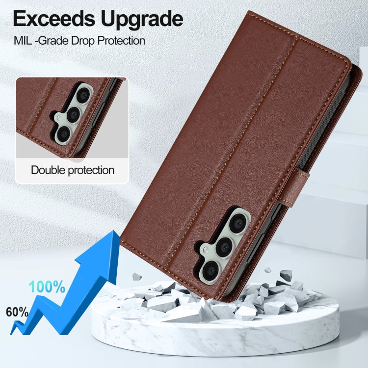 For Samsung Galaxy S24+ 5G LC.IMEEKE L2 Series Detachable Magsafe PU Phone Case with Lanyard(Brown) - Galaxy S24+ 5G Cases by LC.IMEEKE | Online Shopping South Africa | PMC Jewellery | Buy Now Pay Later Mobicred