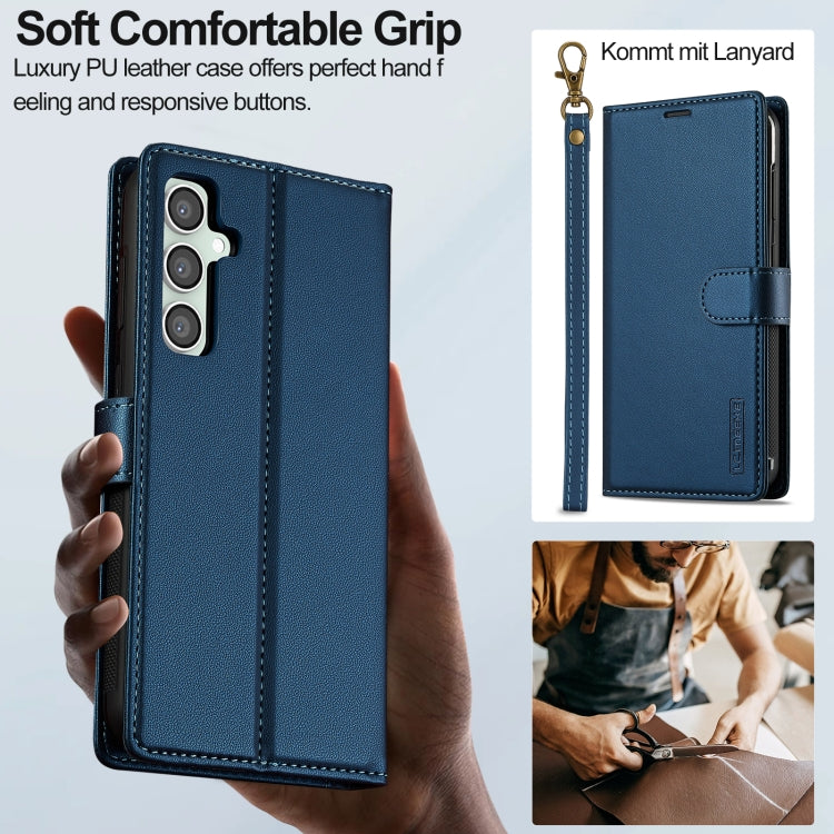 For Samsung Galaxy A55 5G LC.IMEEKE L2 Series Detachable Magsafe PU Phone Case with Lanyard(Blue) - Galaxy Phone Cases by LC.IMEEKE | Online Shopping South Africa | PMC Jewellery | Buy Now Pay Later Mobicred