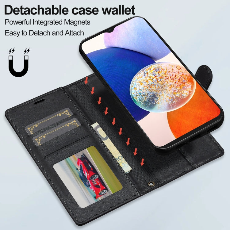 For Samsung Galaxy A14 4G / A14 5G LC.IMEEKE L2 Series Detachable Magsafe PU Phone Case with Lanyard(Black) - Galaxy Phone Cases by LC.IMEEKE | Online Shopping South Africa | PMC Jewellery | Buy Now Pay Later Mobicred