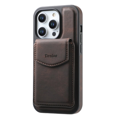 For iPhone 16 Plus Denior D19 Skin Feel MagSafe Detachable Card Slot Phone Case(Brown) - iPhone 16 Plus Cases by Denior | Online Shopping South Africa | PMC Jewellery | Buy Now Pay Later Mobicred