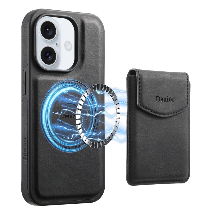 For iPhone 16 Plus Denior D19 Skin Feel MagSafe Detachable Card Slot Phone Case(Black) - iPhone 16 Plus Cases by Denior | Online Shopping South Africa | PMC Jewellery | Buy Now Pay Later Mobicred