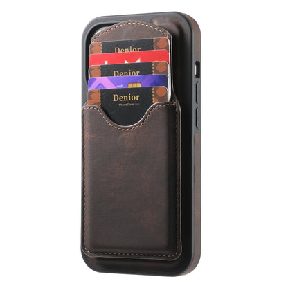 For iPhone 15 Pro Max Denior D19 Skin Feel MagSafe Detachable Card Slot Phone Case(Brown) - iPhone 15 Pro Max Cases by Denior | Online Shopping South Africa | PMC Jewellery | Buy Now Pay Later Mobicred