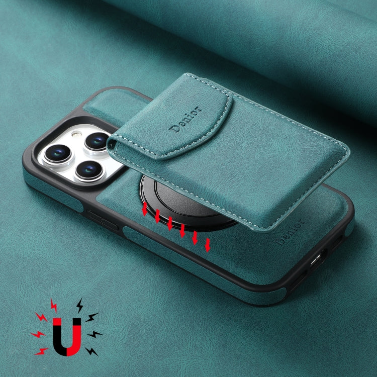 For iPhone 16 Plus Denior D20 Skin Feel MagSafe Holder Detachable Card Slot Phone Case(Blue) - free shipping - PMC Jewellery - Order now!