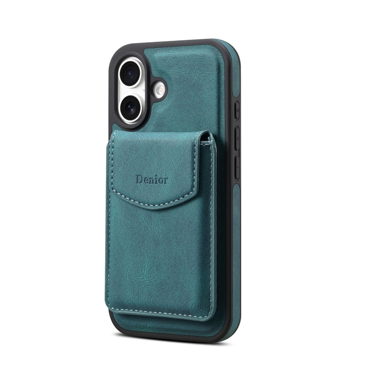 For iPhone 16 Plus Denior D20 Skin Feel MagSafe Holder Detachable Card Slot Phone Case(Blue) - free shipping - PMC Jewellery - Order now!