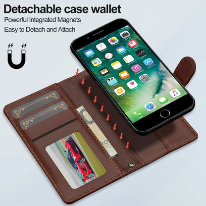 For iPhone 7 / 8 / SE 2020 2022 LC.IMEEKE L2 Series Detachable Magsafe PU Phone Case with Lanyard(Brown) - iPhone SE 2022 / 2020 / 8 / 7 Cases by LC.IMEEKE | Online Shopping South Africa | PMC Jewellery | Buy Now Pay Later Mobicred