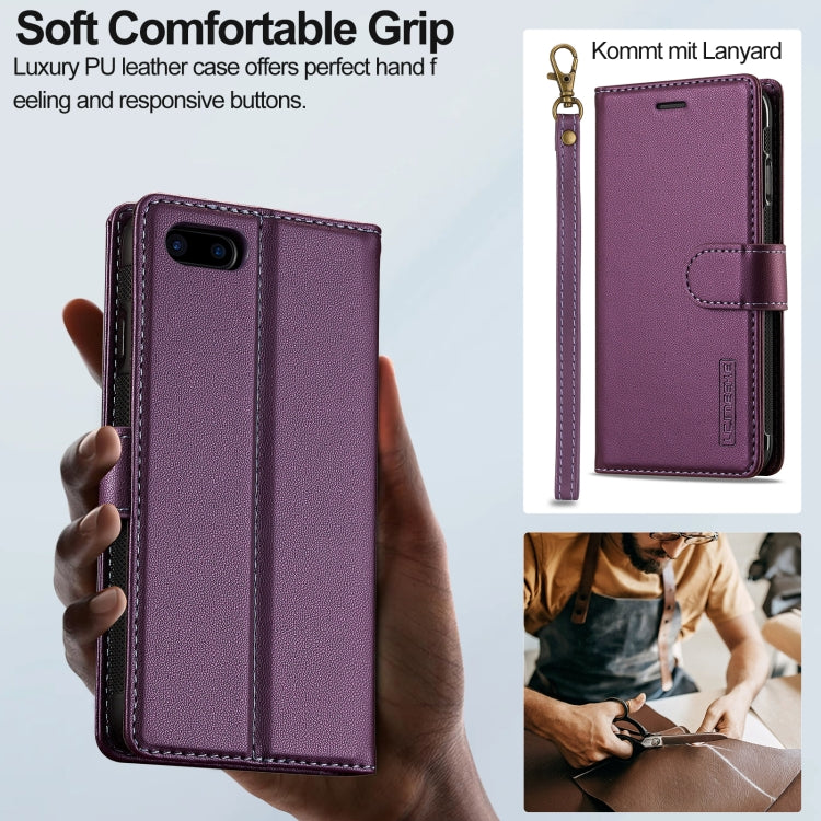 For iPhone 7 / 8 / SE 2020 2022 LC.IMEEKE L2 Series Detachable Magsafe PU Phone Case with Lanyard(Purple) - iPhone SE 2022 / 2020 / 8 / 7 Cases by LC.IMEEKE | Online Shopping South Africa | PMC Jewellery | Buy Now Pay Later Mobicred