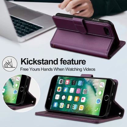 For iPhone 7 / 8 / SE 2020 2022 LC.IMEEKE L2 Series Detachable Magsafe PU Phone Case with Lanyard(Purple) - iPhone SE 2022 / 2020 / 8 / 7 Cases by LC.IMEEKE | Online Shopping South Africa | PMC Jewellery | Buy Now Pay Later Mobicred