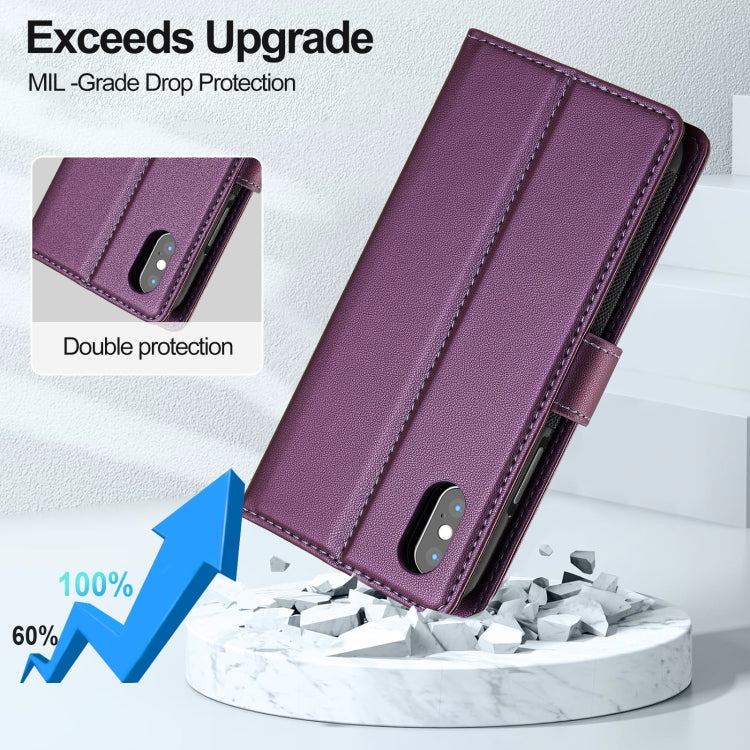 For iPhone XR LC.IMEEKE L2 Series Detachable Magsafe PU Phone Case with Lanyard(Purple) - More iPhone Cases by LC.IMEEKE | Online Shopping South Africa | PMC Jewellery | Buy Now Pay Later Mobicred