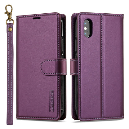 For iPhone XS Max LC.IMEEKE L2 Series Detachable Magsafe PU Phone Case with Lanyard(Purple) - More iPhone Cases by LC.IMEEKE | Online Shopping South Africa | PMC Jewellery | Buy Now Pay Later Mobicred