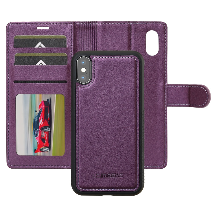 For iPhone XS Max LC.IMEEKE L2 Series Detachable Magsafe PU Phone Case with Lanyard(Purple) - More iPhone Cases by LC.IMEEKE | Online Shopping South Africa | PMC Jewellery | Buy Now Pay Later Mobicred