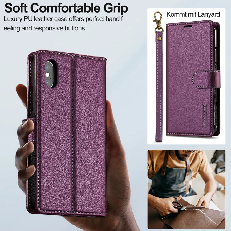 For iPhone XS Max LC.IMEEKE L2 Series Detachable Magsafe PU Phone Case with Lanyard(Purple) - More iPhone Cases by LC.IMEEKE | Online Shopping South Africa | PMC Jewellery | Buy Now Pay Later Mobicred