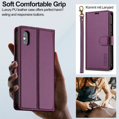 For iPhone XS Max LC.IMEEKE L2 Series Detachable Magsafe PU Phone Case with Lanyard(Purple) - More iPhone Cases by LC.IMEEKE | Online Shopping South Africa | PMC Jewellery | Buy Now Pay Later Mobicred