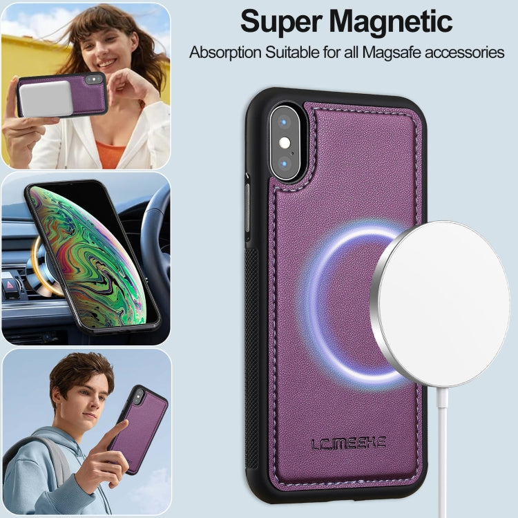 For iPhone XS Max LC.IMEEKE L2 Series Detachable Magsafe PU Phone Case with Lanyard(Purple) - More iPhone Cases by LC.IMEEKE | Online Shopping South Africa | PMC Jewellery | Buy Now Pay Later Mobicred