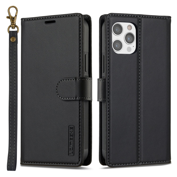 For iPhone 12 / 12 Pro LC.IMEEKE L2 Series Detachable Magsafe PU Phone Case with Lanyard(Black) - iPhone 12 / 12 Pro Cases by LC.IMEEKE | Online Shopping South Africa | PMC Jewellery | Buy Now Pay Later Mobicred