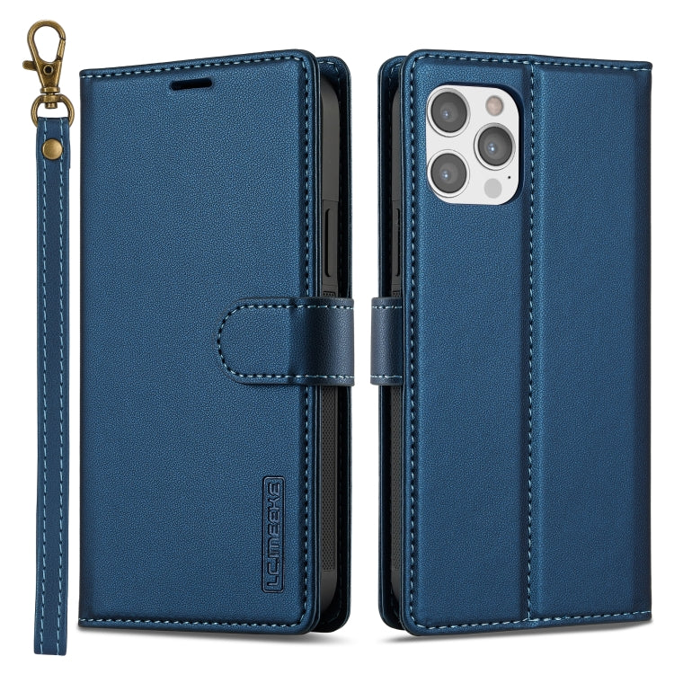 For iPhone 12 / 12 Pro LC.IMEEKE L2 Series Detachable Magsafe PU Phone Case with Lanyard(Blue) - iPhone 12 / 12 Pro Cases by LC.IMEEKE | Online Shopping South Africa | PMC Jewellery | Buy Now Pay Later Mobicred