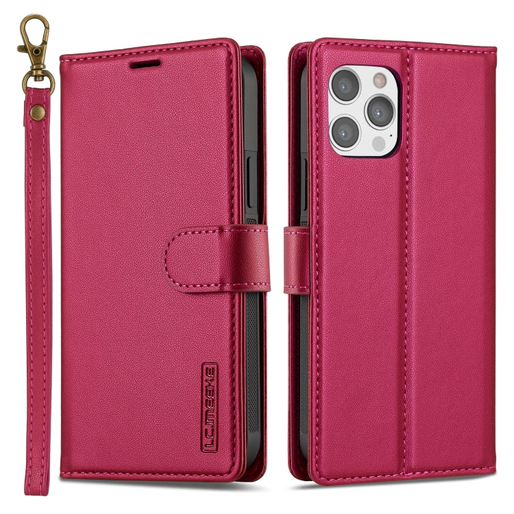 For iPhone 12 / 12 Pro LC.IMEEKE L2 Series Detachable Magsafe PU Phone Case with Lanyard(Red) - iPhone 12 / 12 Pro Cases by LC.IMEEKE | Online Shopping South Africa | PMC Jewellery | Buy Now Pay Later Mobicred