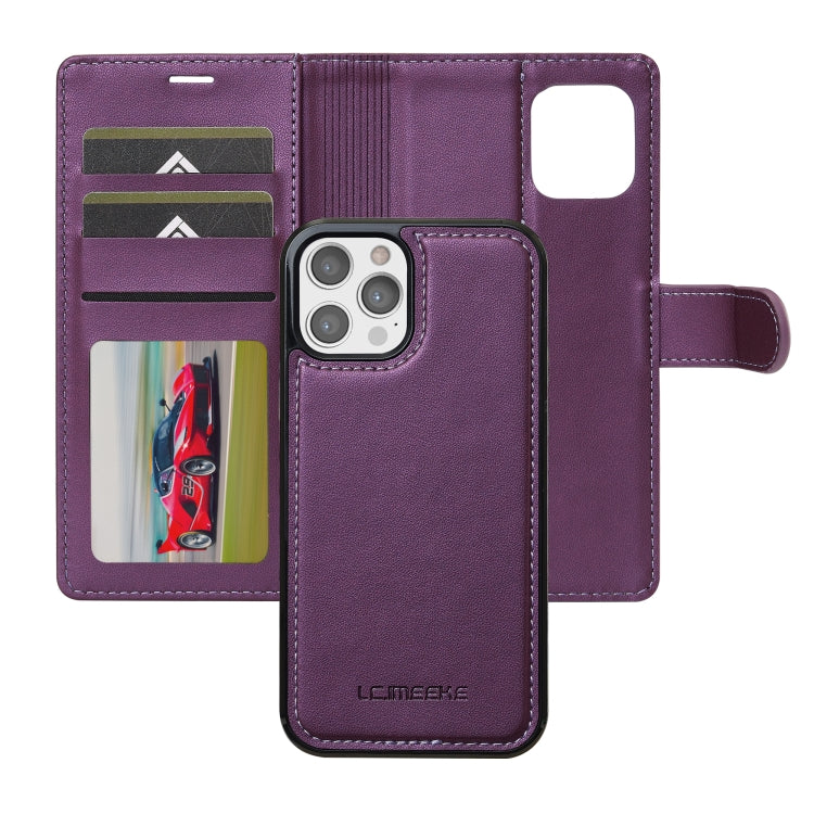 For iPhone 12 Pro Max LC.IMEEKE L2 Series Detachable Magsafe PU Phone Case with Lanyard(Purple) - iPhone 12 Pro Max Cases by LC.IMEEKE | Online Shopping South Africa | PMC Jewellery | Buy Now Pay Later Mobicred